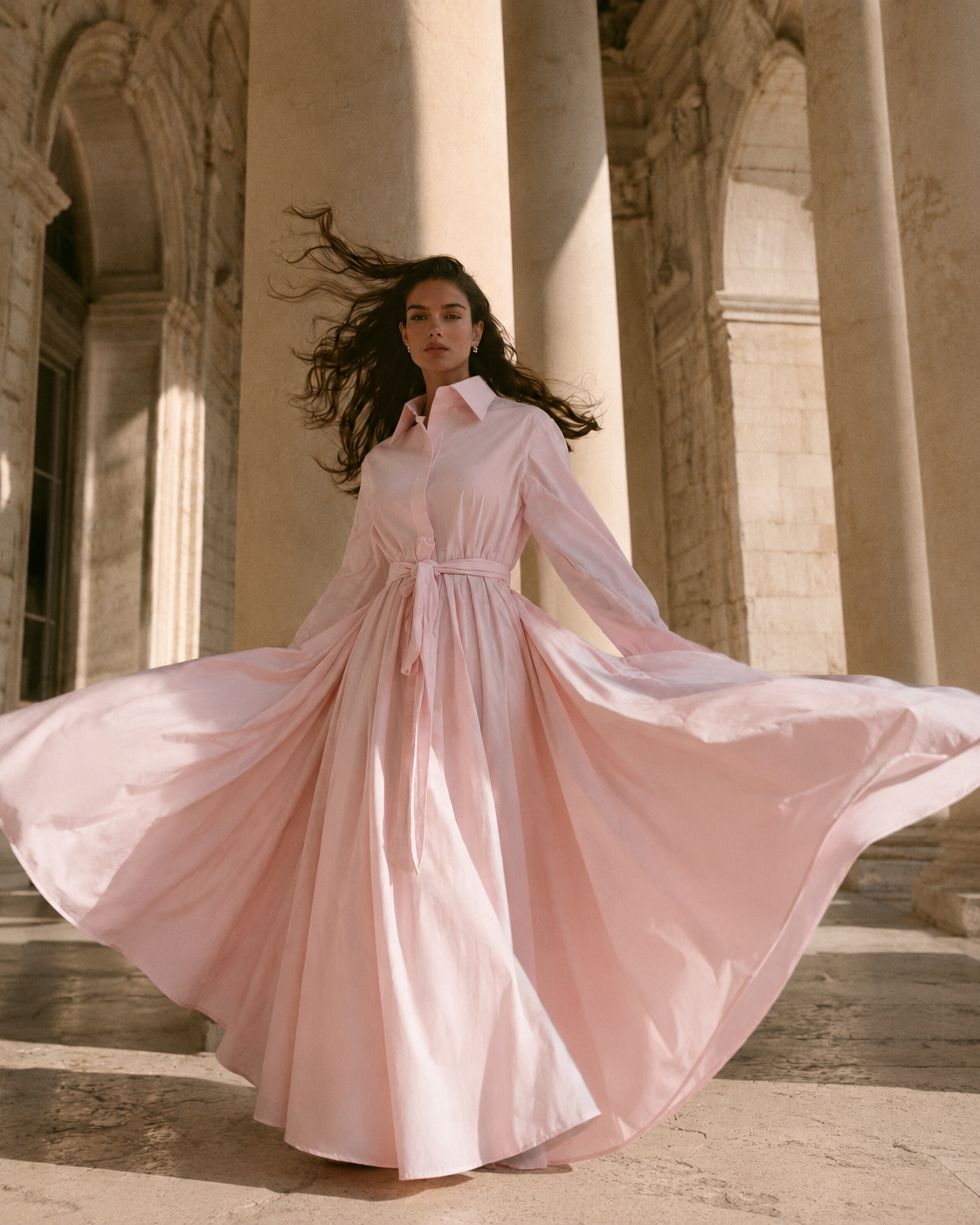 The Pleated Maxi Dress — Rose Poudré