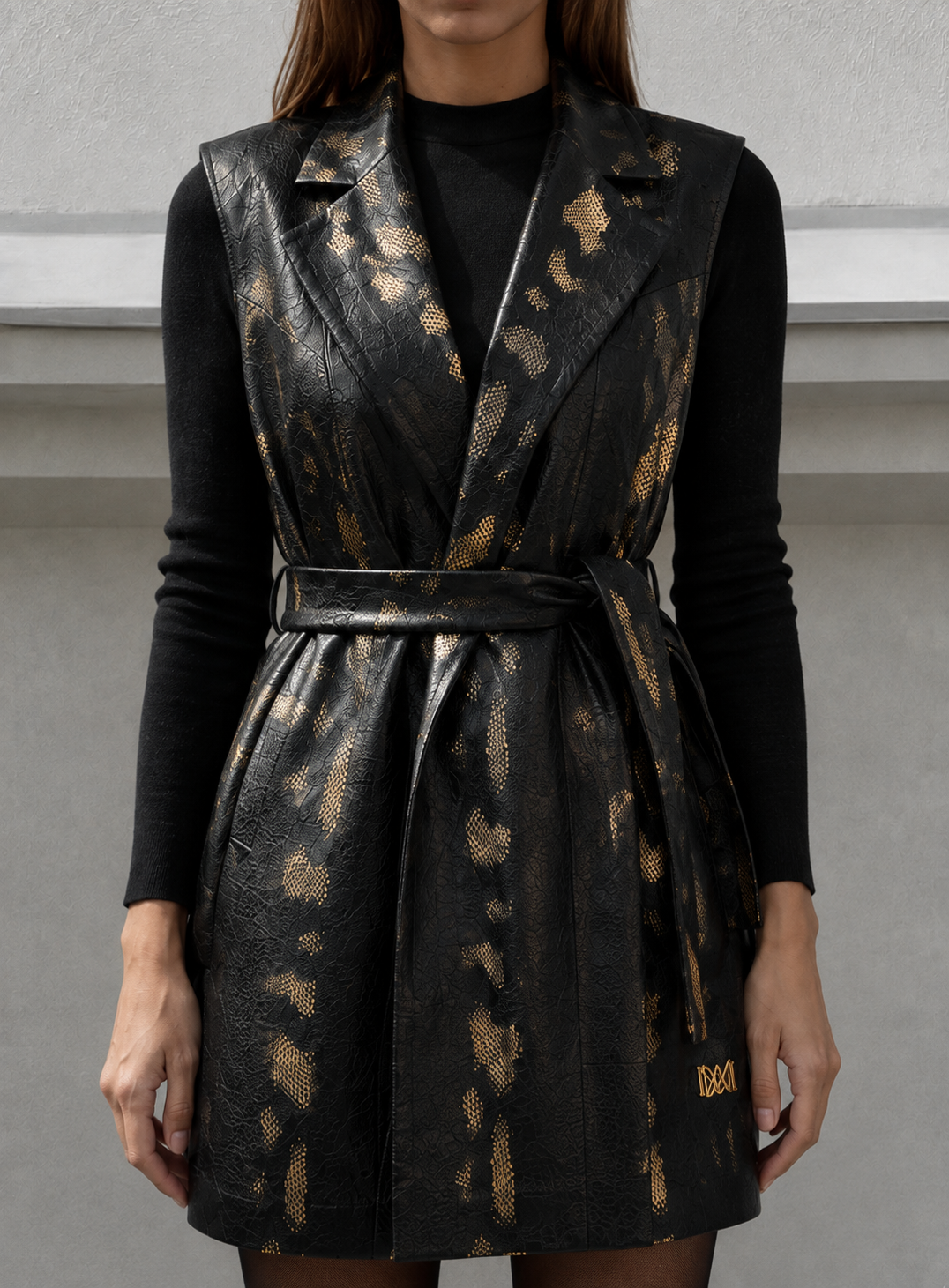 The Snake Belted Gilet — Midnight Blue & Gold
