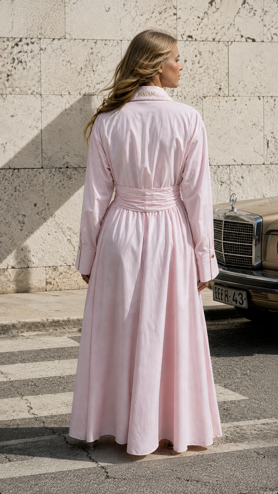 The Pleated Maxi Dress — Rose Poudré