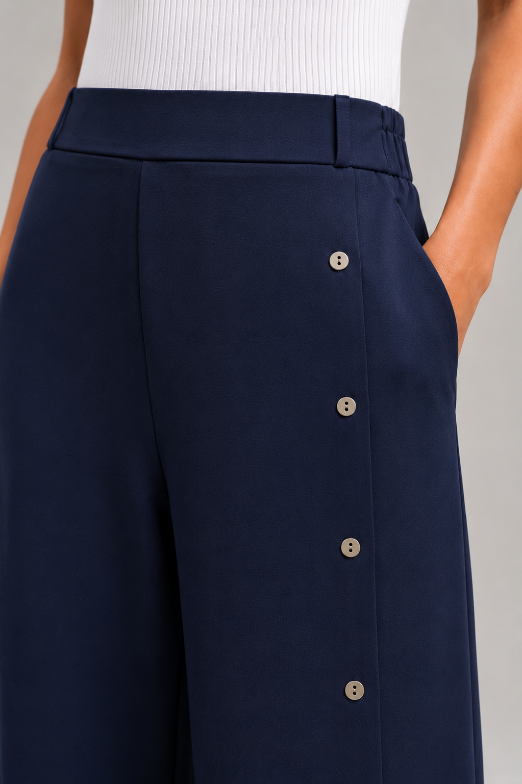 The Side-Button Wide-Leg Pants