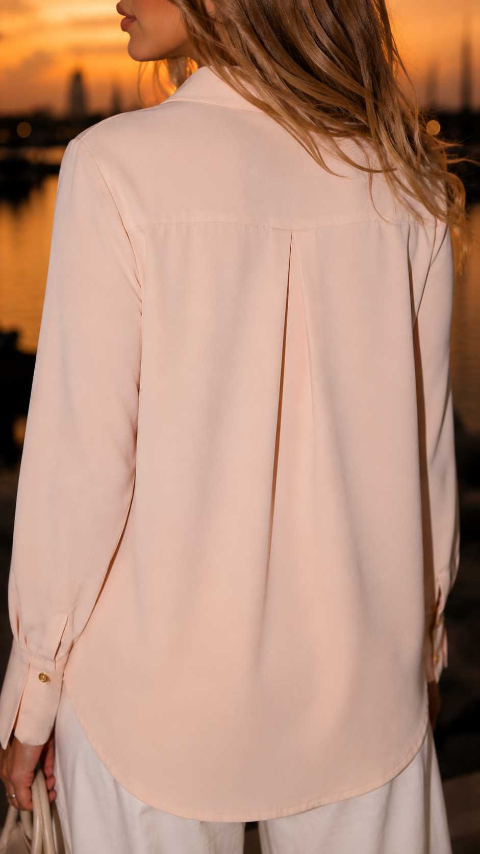 Chemise Crêpe Rose à Détail Latéral