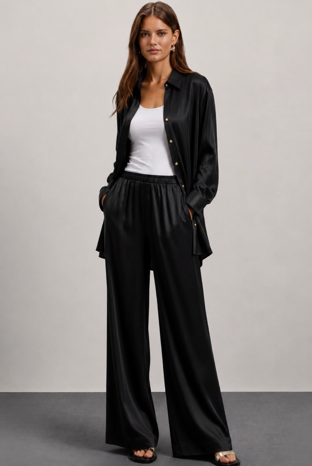 The Flow Shirt -Noir satin
