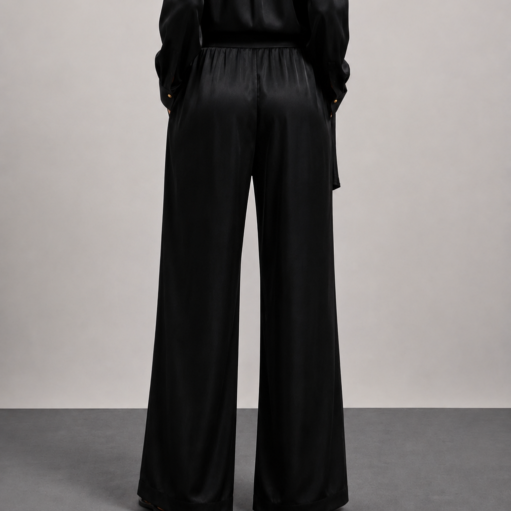 Le pantalon fluide Flow - Satin noir