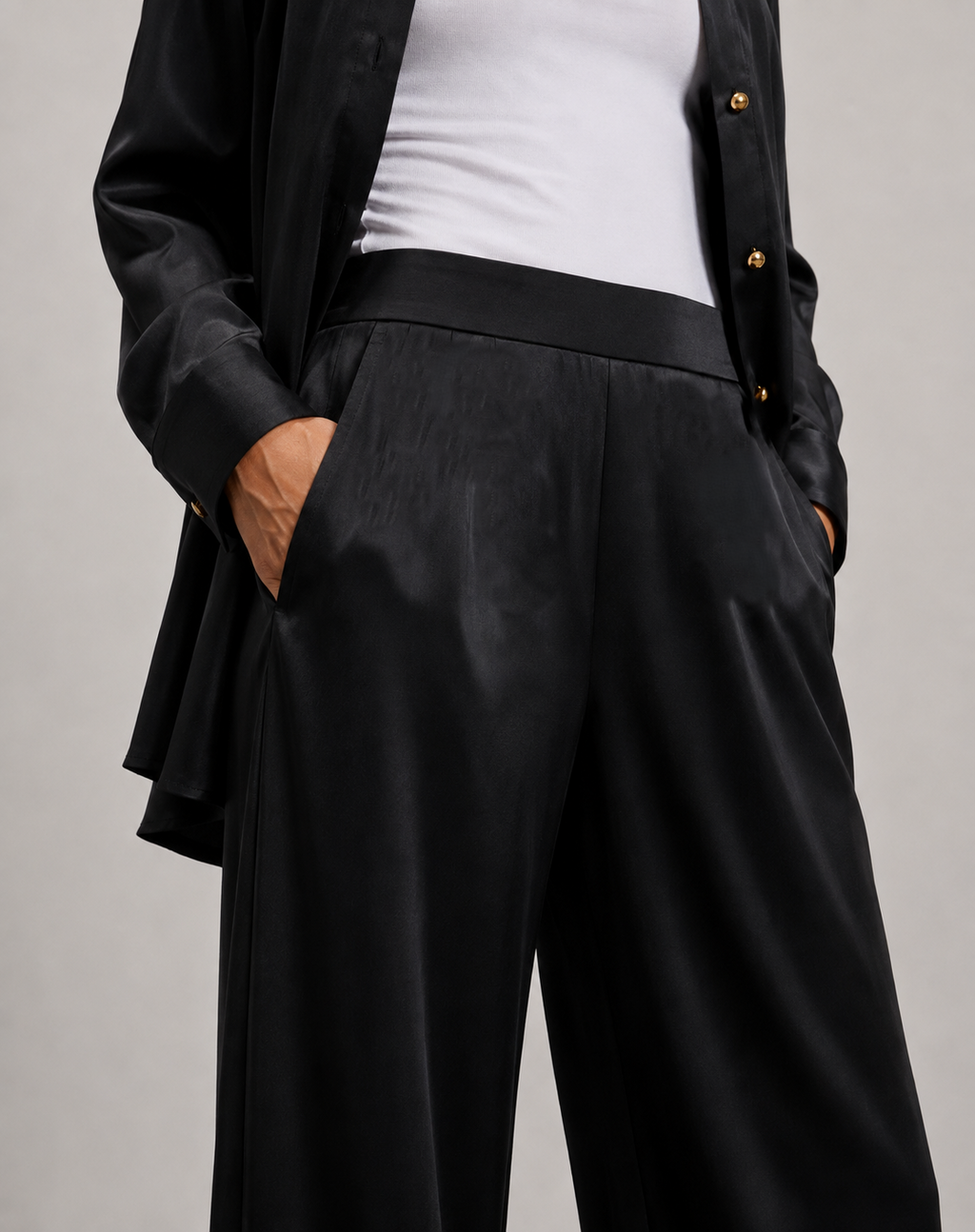 The Flow Pants-Noir Satin