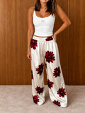 Floral Embroidered Wide -Leg Pants