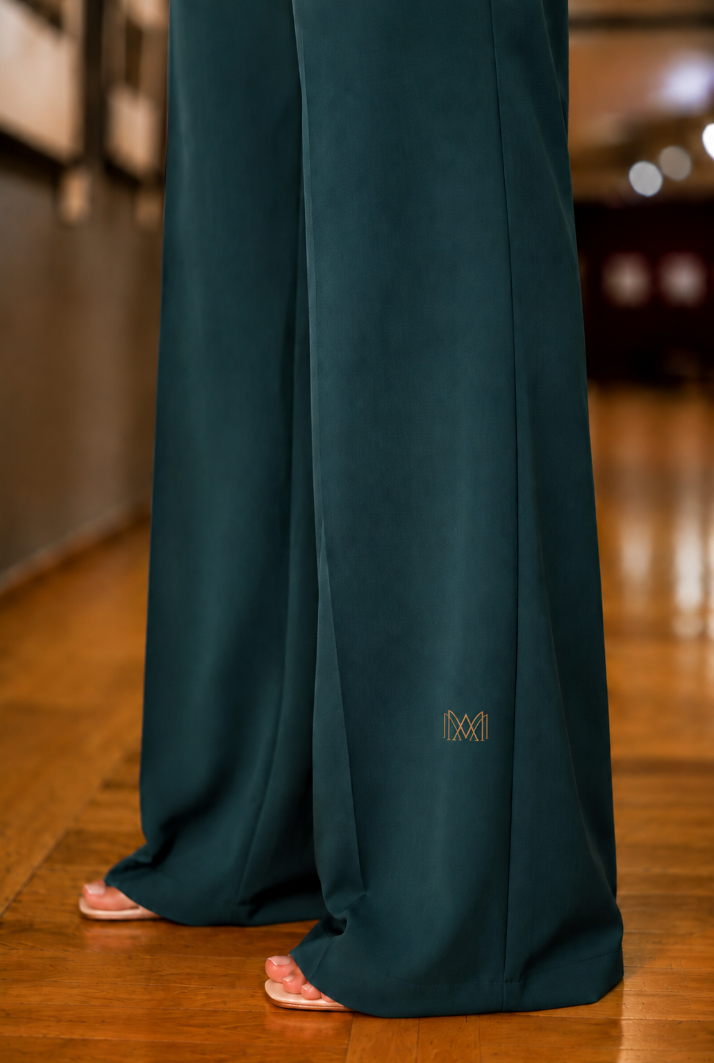 Pantalon Femme blue Pètrole en Crêpe