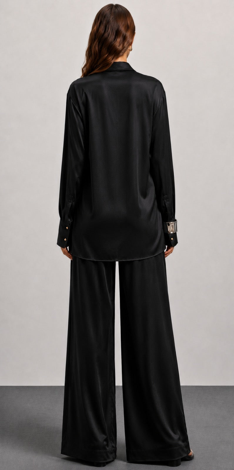 The Flow Shirt — Noir Satin
