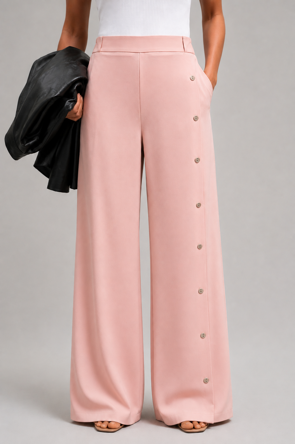 Blush Pink Wide-Leg Pants