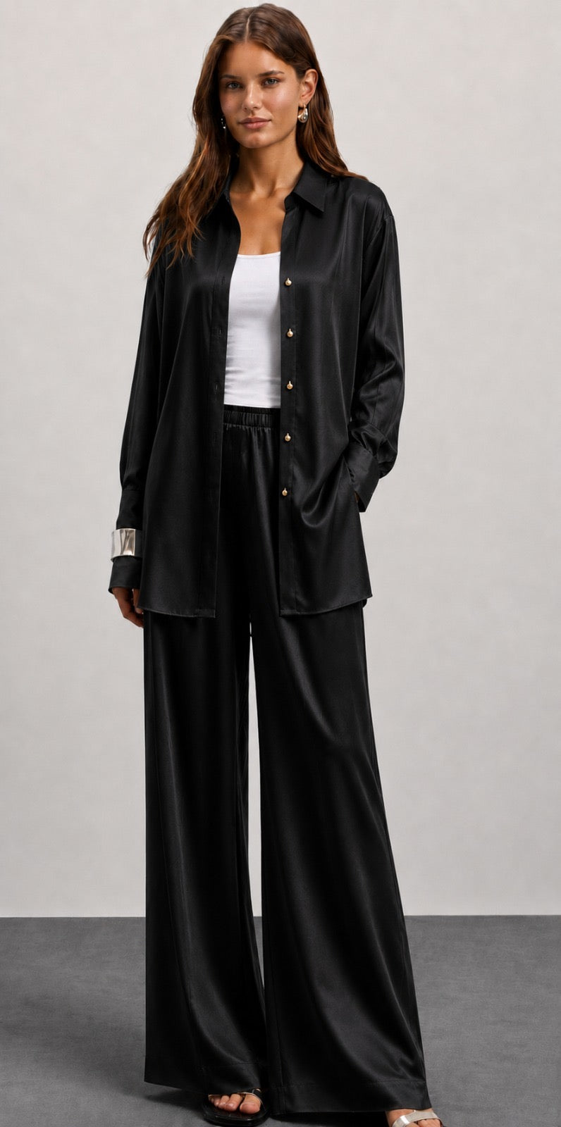 The Flow Shirt — Noir Satin