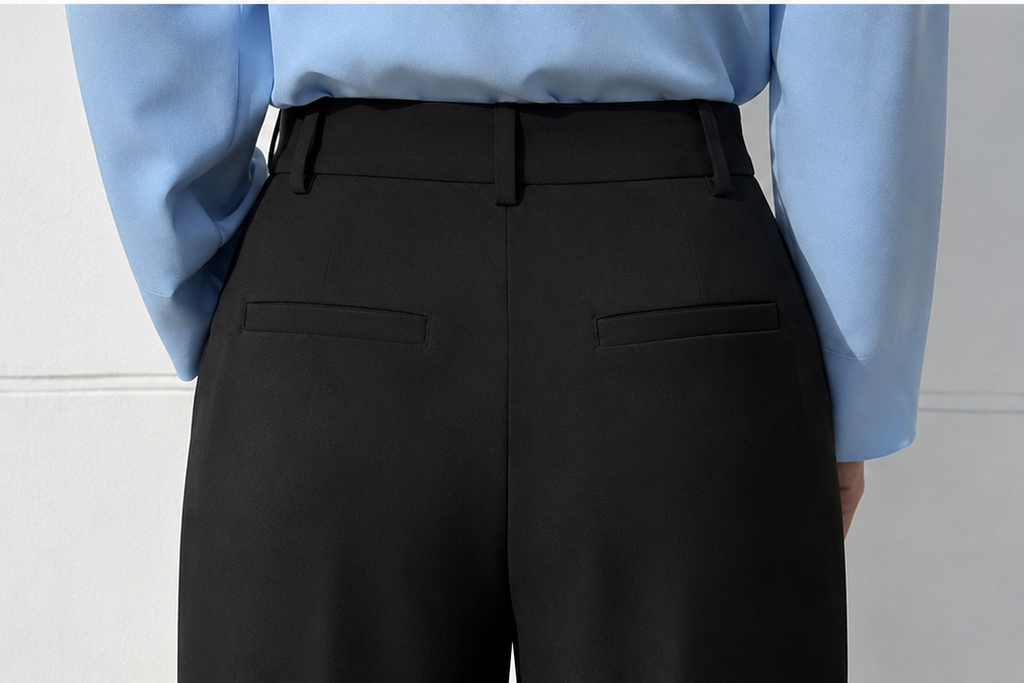 Pantalon Femme Noir en Crêpe
