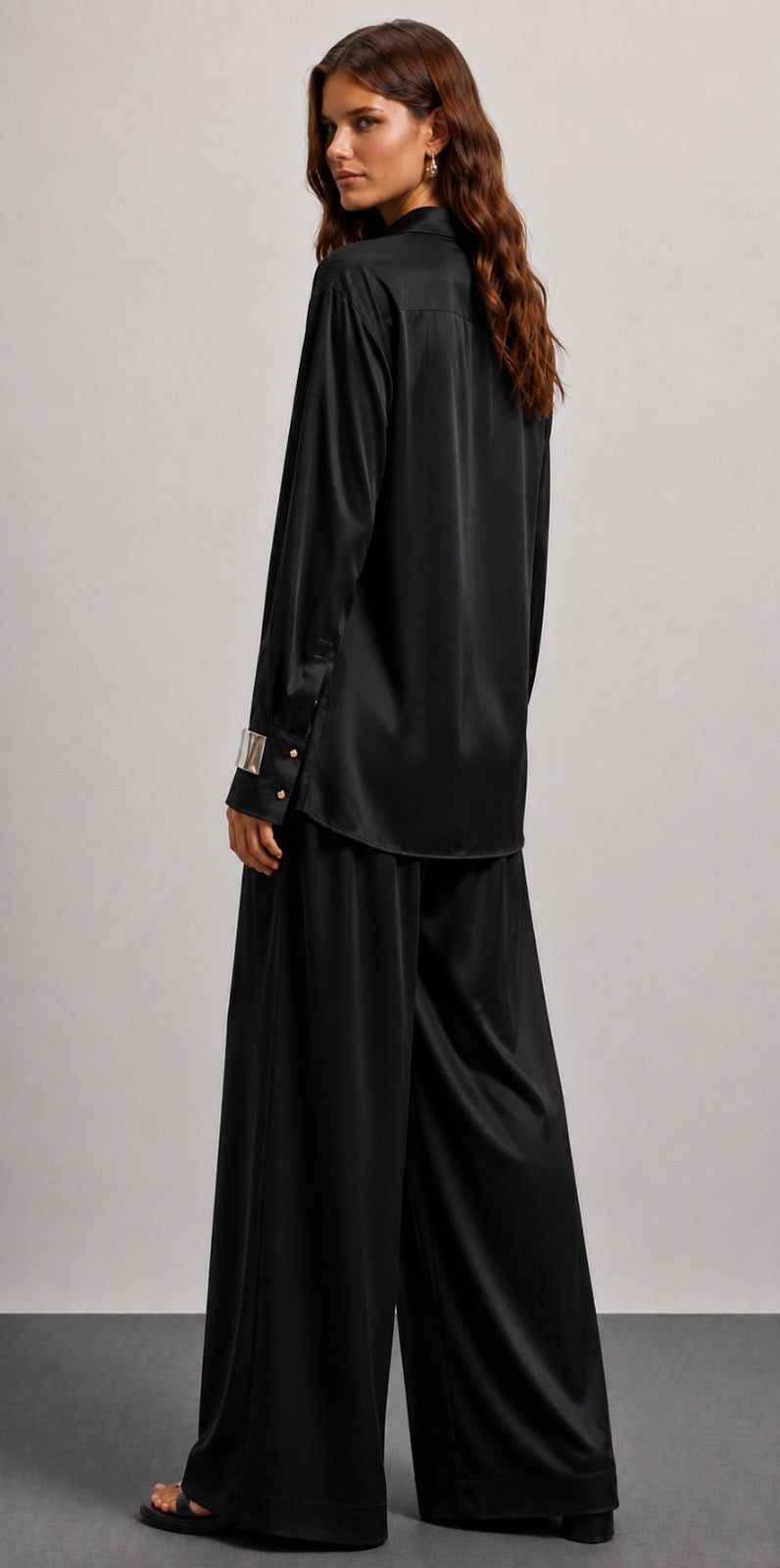 The Flow Shirt — Noir Satin