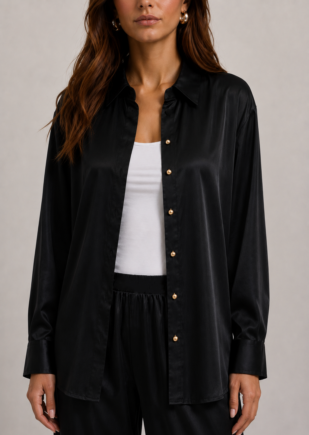 The Flow Shirt -Noir satin