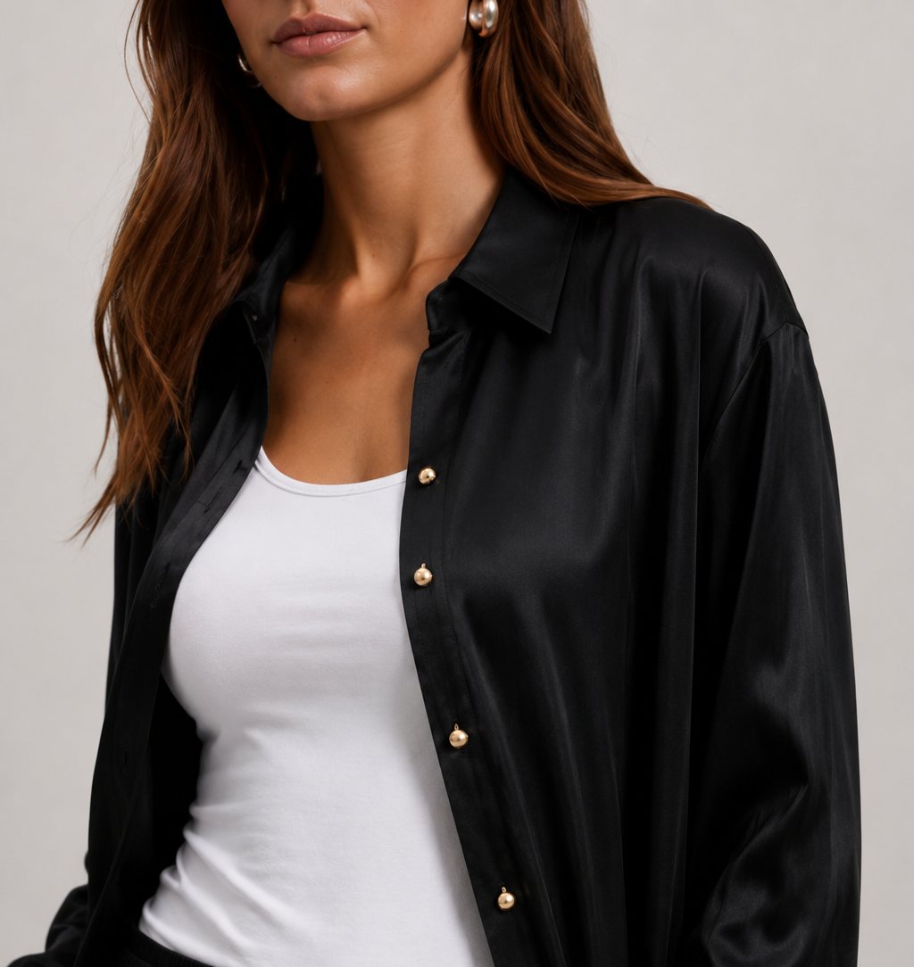 The Flow Shirt -Noir satin