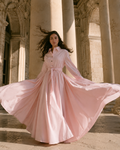 Robe Longue Plissée – Rose Poudré