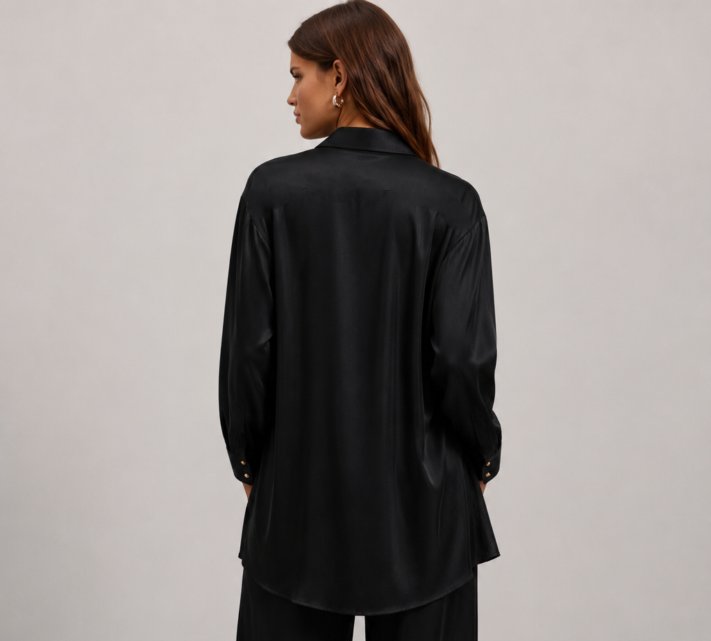 The Flow Shirt -Noir satin